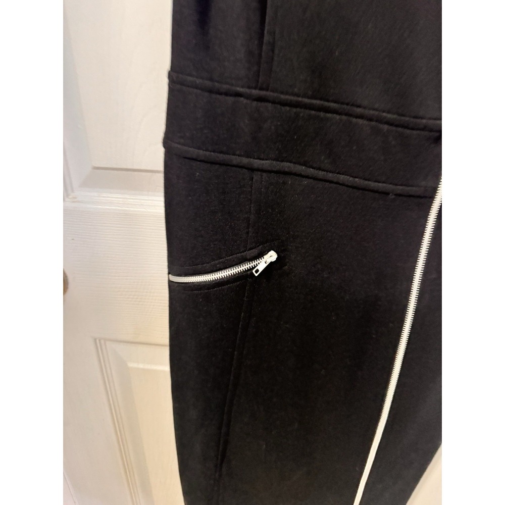 Vintage Cache Women's Black Moto Style Sheath Dress Asymmetrical Zipper Sz 6 Y2K - Picture 2 of 7
